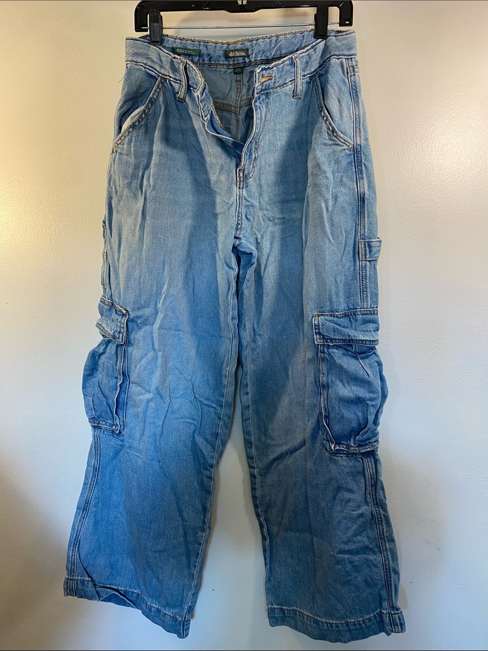 wild fable Light Blue Relaxed Cargo Jeans with Side Pockets